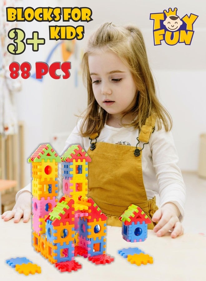TOY FUN Dream House Building Toy Block for Kids 3 to 10 Years 88 Pcs Multicolour Non Toxic Safe Smart Activity Medium Size Blocks (88 Pcs) - Image 3