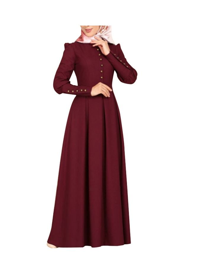 Loquat Traditional Long Sleeves Abaya Burgundy 