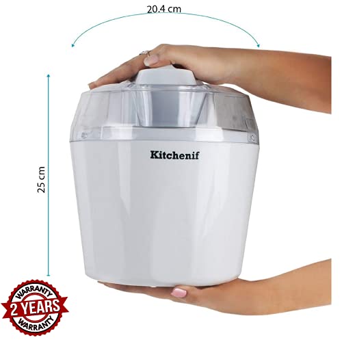 Kitchenif Ice Cream, Sorbet, Slush & Frozen Yoghurt Maker Machine Capacity White 1.5 ltr (1.5 Ltr) - Image 3