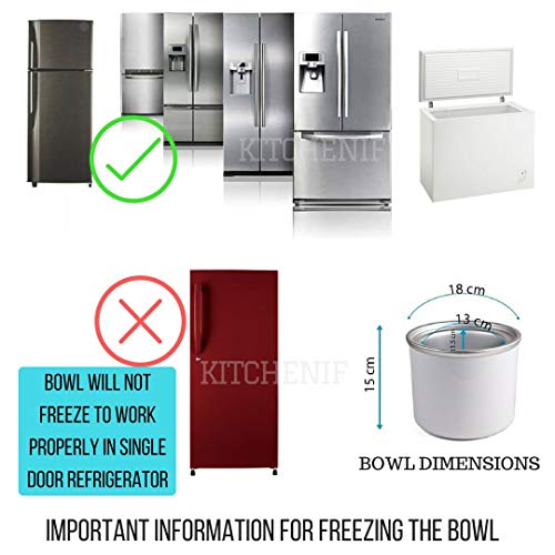 Kitchenif Ice Cream, Sorbet, Slush & Frozen Yoghurt Maker Machine Capacity White 1.5 ltr (1.5 Ltr) - Image 5