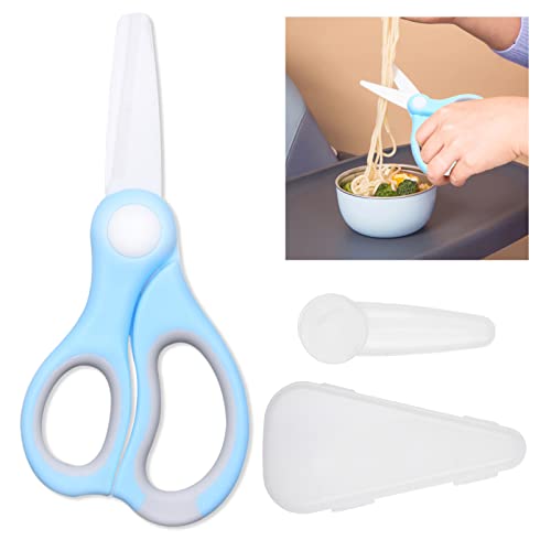 Kare Kind Kare & Kind Ceramic Baby Food Scissors - Blue - With Dust Cover and Storage Case - Cut Baby Food Easily - Ideal for Noodles, Meat, Chicken, Veggies and Fruits (Blue - 1 Pack) - Image 1