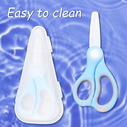 Kare Kind Kare & Kind Ceramic Baby Food Scissors - Blue - With Dust Cover and Storage Case - Cut Baby Food Easily - Ideal for Noodles, Meat, Chicken, Veggies and Fruits (Blue - 1 Pack) - Image 2