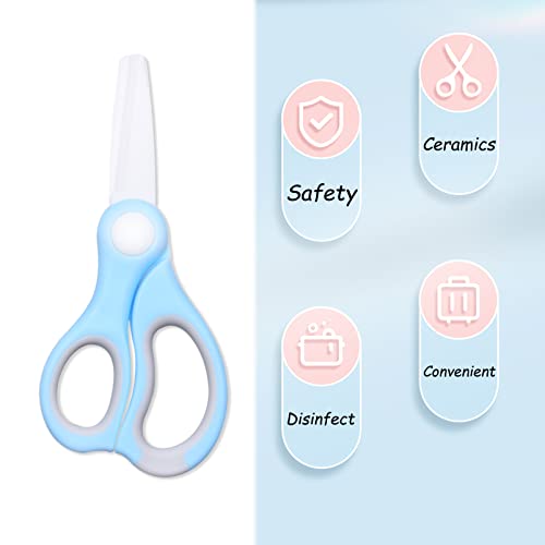 Kare Kind Kare & Kind Ceramic Baby Food Scissors - Blue - With Dust Cover and Storage Case - Cut Baby Food Easily - Ideal for Noodles, Meat, Chicken, Veggies and Fruits (Blue - 1 Pack) - Image 3