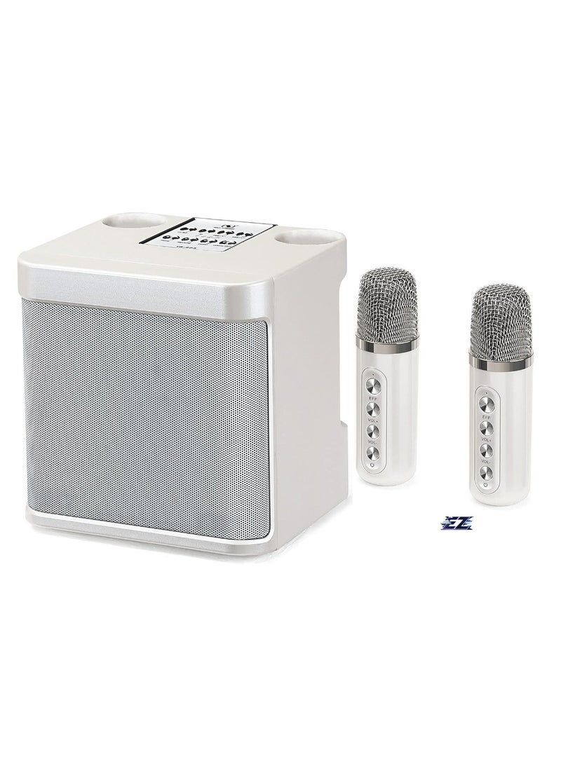 Gravity Rechargeable Speaker & Microphone Set - 1 HD Sound Speaker & 2 Voice Changing Microphones, Portable Stereo Soundbox with Deep Bass, Hi-Quality Sound, Beige – Perfect for Parties, Karaoke, and Outdoor Fun - Image 1