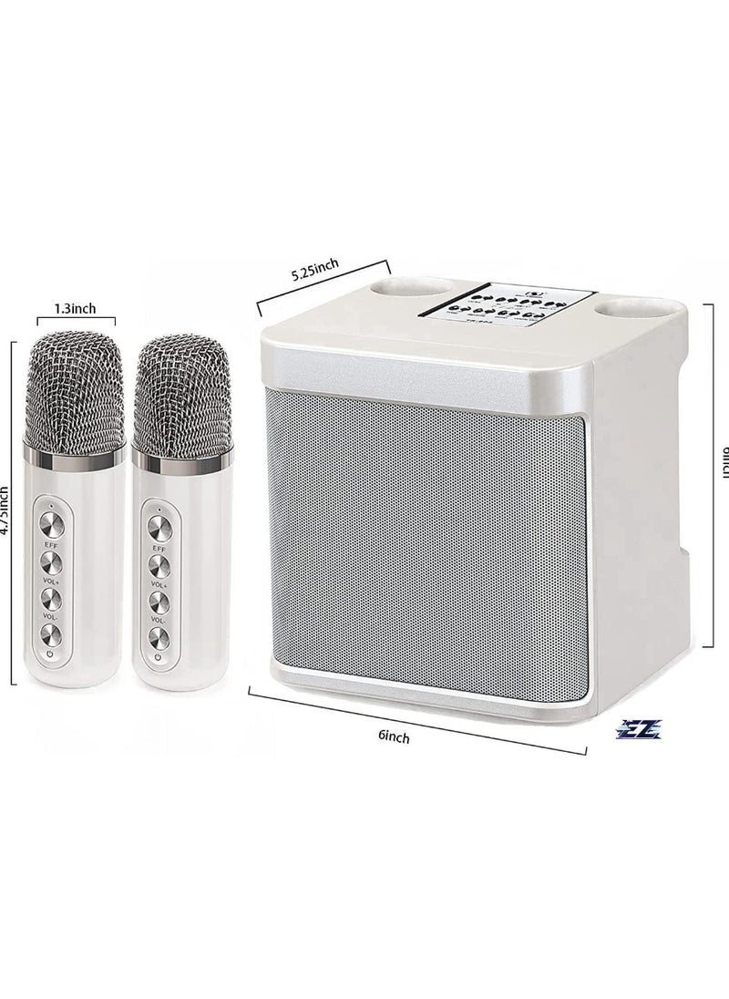 Gravity Rechargeable Speaker & Microphone Set - 1 HD Sound Speaker & 2 Voice Changing Microphones, Portable Stereo Soundbox with Deep Bass, Hi-Quality Sound, Beige – Perfect for Parties, Karaoke, and Outdoor Fun - Image 2