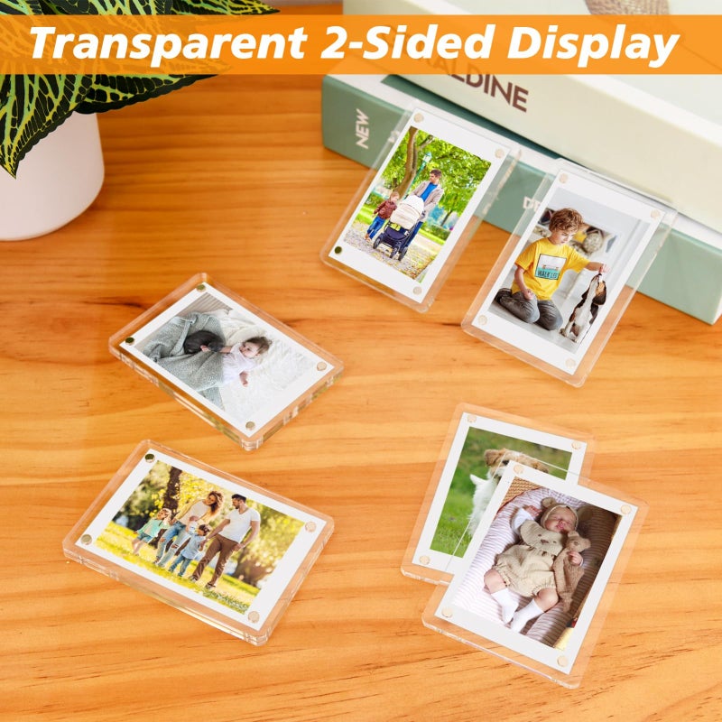 COYMOS 12 Packs Acrylic Fridge Magnetic Picture Frame Magnetic Polaroid Frames for Photos Instax Mini Frame Clear 2.36 x 3.54 Inch - Image 5