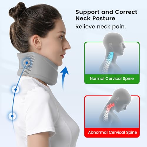 Velpeau Neck Brace for Neck Pain and Strong Support, Soft Cervical Collar for Sleeping Upright, Snoozing - Stabilizes & Relieves Pressure in Spine for Women & Men (Grey, L: 16.5-19.5" / 3.5" Depth) - Image 2