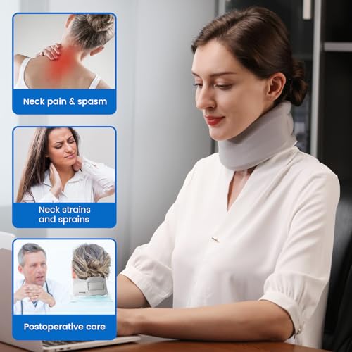 Velpeau Neck Brace for Neck Pain and Strong Support, Soft Cervical Collar for Sleeping Upright, Snoozing - Stabilizes & Relieves Pressure in Spine for Women & Men (Grey, L: 16.5-19.5" / 3.5" Depth) - Image 4