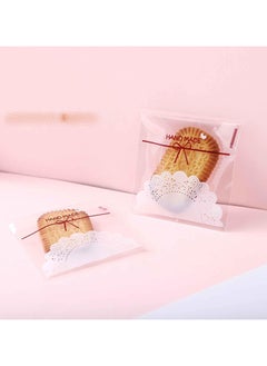 General 200 pcs 5.5x5.5 inch Cute Lace Bow Transparent Cookies Baking Snacks Gifts DIY Plastic Candy Personal Wrapping Paper Self-Adhesive OPP Bags  - Image 4