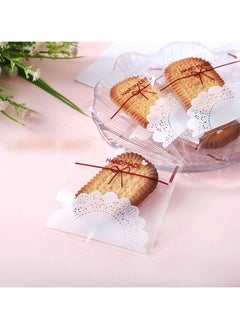 General 200 pcs 5.5x5.5 inch Cute Lace Bow Transparent Cookies Baking Snacks Gifts DIY Plastic Candy Personal Wrapping Paper Self-Adhesive OPP Bags  - Image 5