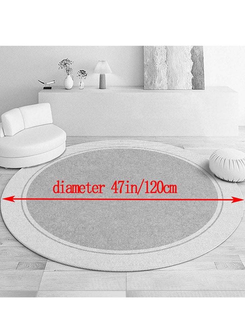 والالا سجادة دائرية لغرفة المعيشة، سجادة مقاومة للبهتان، قاعدة غير قابلة للانزلاق من جزيئات السيليكون، للاستخدام الداخلي والخارجي، والشرفة، وغرفة النوم، والحمام، وغرفة الطعام، 120 × 120 سم - Image 2