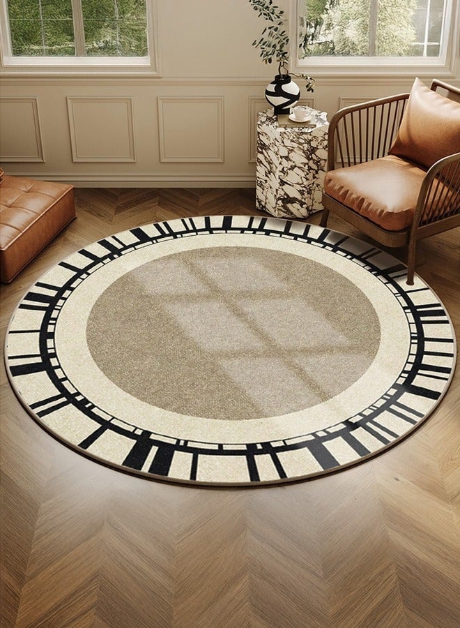 والالا سجادة دائرية لغرفة المعيشة، سجادة مقاومة للبهتان، قاعدة غير قابلة للانزلاق من جزيئات السيليكون، للاستخدام الداخلي والخارجي، والشرفة، وغرفة النوم، والحمام، وغرفة الطعام، 120 × 120 سم - Image 1