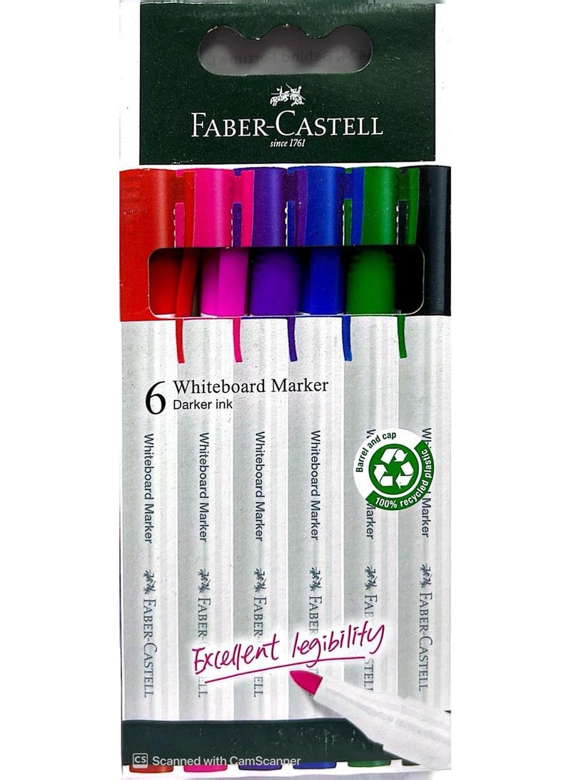 FABER-CASTELL 6-Piece Whiteboard Marker Pen Set Multicolour - Image 1
