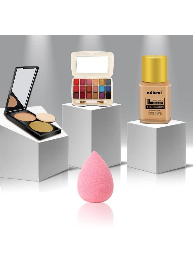 adbeni Stay In Bag Make Up Combo, Pack Of 4 |18 Color Eye Shadow, Foundation, Compact With Beauty Sponge | Long Lasting, Full Coverage Radiant Finish For Sand Tone - Image 1