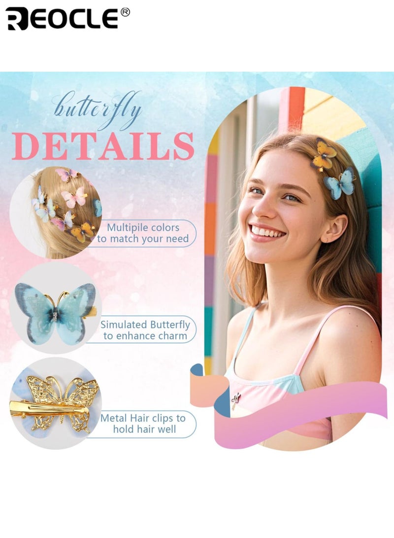 REOCLE 6 Pairs Women's Butterfly Design Hair Clips with Shimmering Finish and Durable Alloy Construction Girls Hair Accessories with Secure Hold for Casual Formal Events - Image 5
