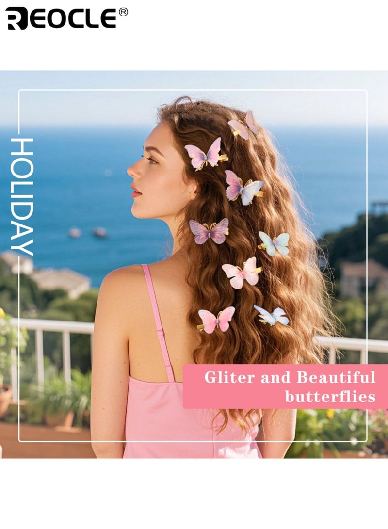 REOCLE 6 Pairs Women's Butterfly Design Hair Clips with Shimmering Finish and Durable Alloy Construction Girls Hair Accessories with Secure Hold for Casual Formal Events - Image 2