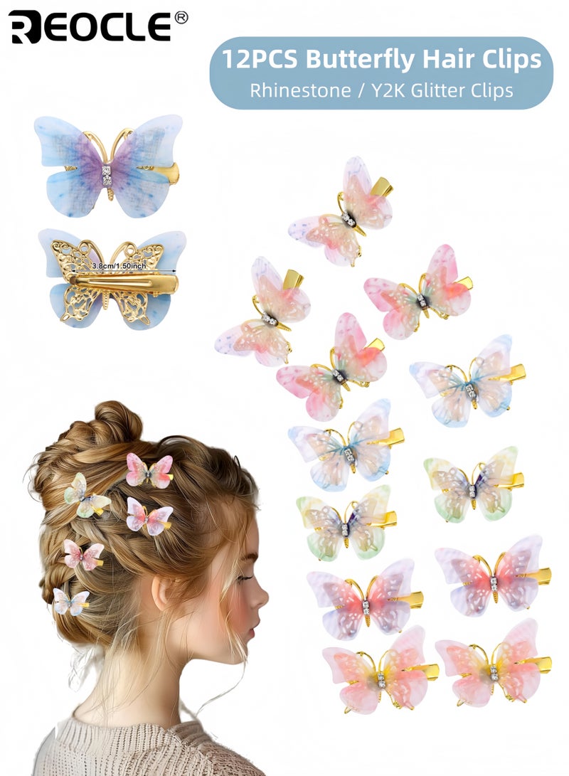REOCLE 6 Pairs Women's Butterfly Design Hair Clips with Shimmering Finish and Durable Alloy Construction Girls Hair Accessories with Secure Hold for Casual Formal Events - Image 1