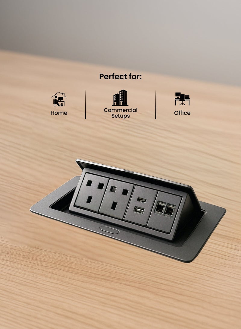 UNITED POWER Desktop Socket with 2 UK Sockets, 2CAT6A Ports, 1 USB & 1C Type - Image 3