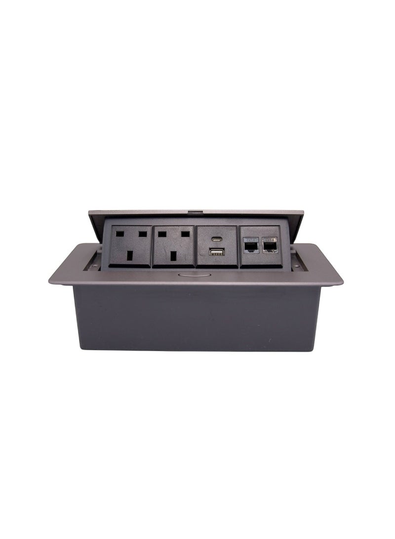 UNITED POWER Desktop Socket with 2 UK Sockets, 2CAT6A Ports, 1 USB & 1C Type - Image 5