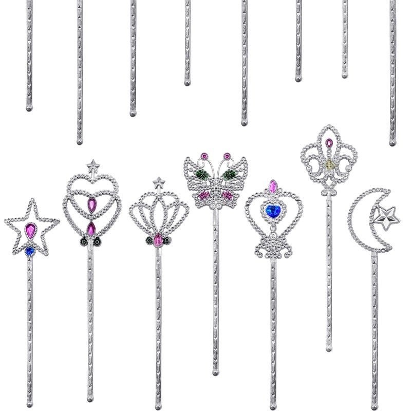 Ppxmeeudc 42Pcs Metal Magic Dress Up Princess Wand Set With 7 Different Shapes Colors Girl Dress Up Game Princess Costume Cosplay Fairy Wand Costume Accessory - Image 3