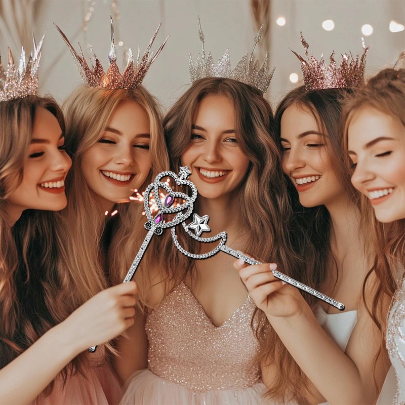Ppxmeeudc 42Pcs Metal Magic Dress Up Princess Wand Set With 7 Different Shapes Colors Girl Dress Up Game Princess Costume Cosplay Fairy Wand Costume Accessory - Image 4
