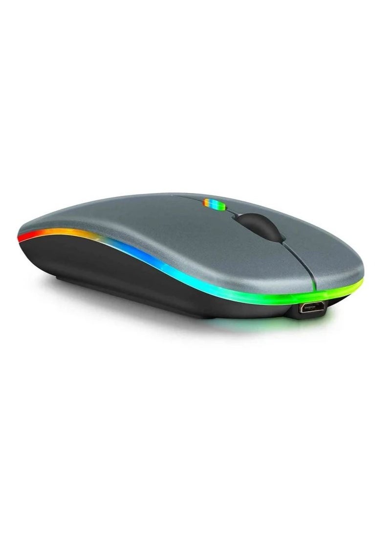 زيرو - ماوس بلوتوث لاسلكي قابل لإعادة الشحن مع إضاءة RGB، عمر طويل ومسافة نقل USB ثابتة تصل إلى 10 أمتار - رمادي - Image 1
