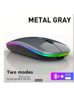 Zero Rechargeable Wireless Bluetooth mouse with RGB light , long life stable USB transmission distance of 10m - Grey  - Image 2
