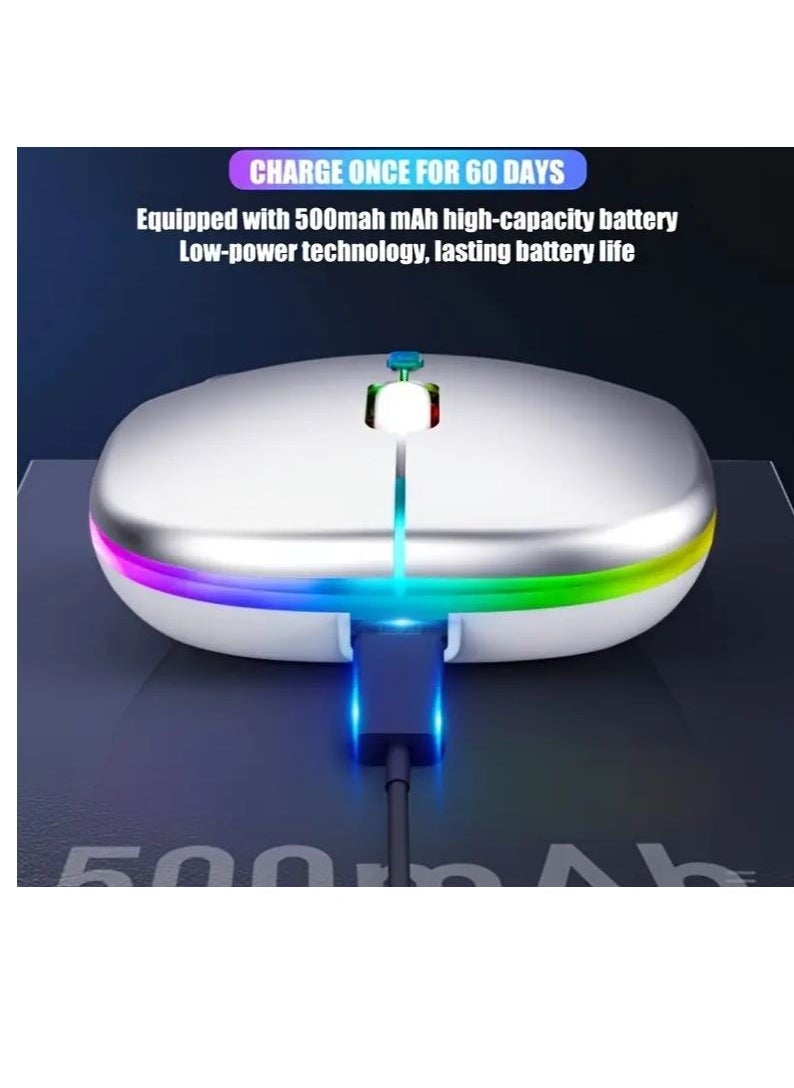 Rechargeable Wireless Bluetooth mouse with RGB light , long life stable USB transmission distance of 10m - Grey - pzsku/ZB387D35EAE95F0F9FE17Z/45/_/1734536587/4f6f8109-c86d-4431-a82e-c9fadc5423be