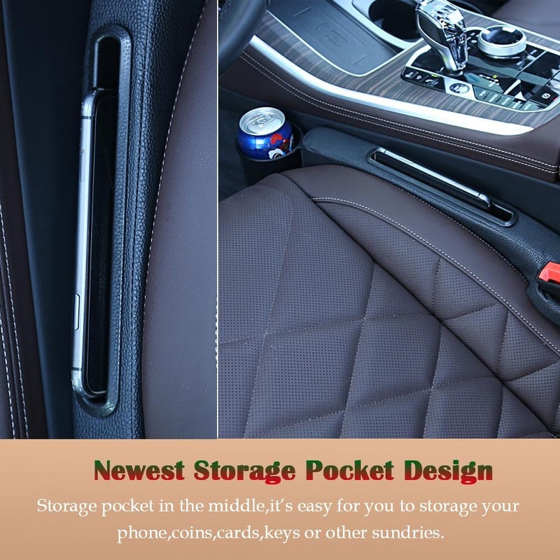 DURASIKO Advanced 3in1 Car Seat Gap Filler with Pocket Organizer and Removable Cupholder,Console Side Pocket Organizer,Car Seat Gap Pad for Cellphone Coin Key,Stopper and Blocker,PU Leather,2 Packs - Image 3