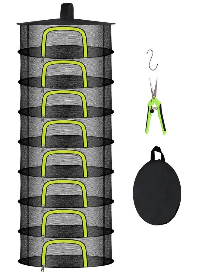 Doacpcr 8 Layer Herb Drying Rack, Hanging Mesh Net, Foldable Plant Drying Rack With U-Shaped Zipper, Garden Trimming Shears and Hooks, For Drying Herbs Plants, Fruits, Seafood, Clothing(8 Layers-23.62'') - Image 1