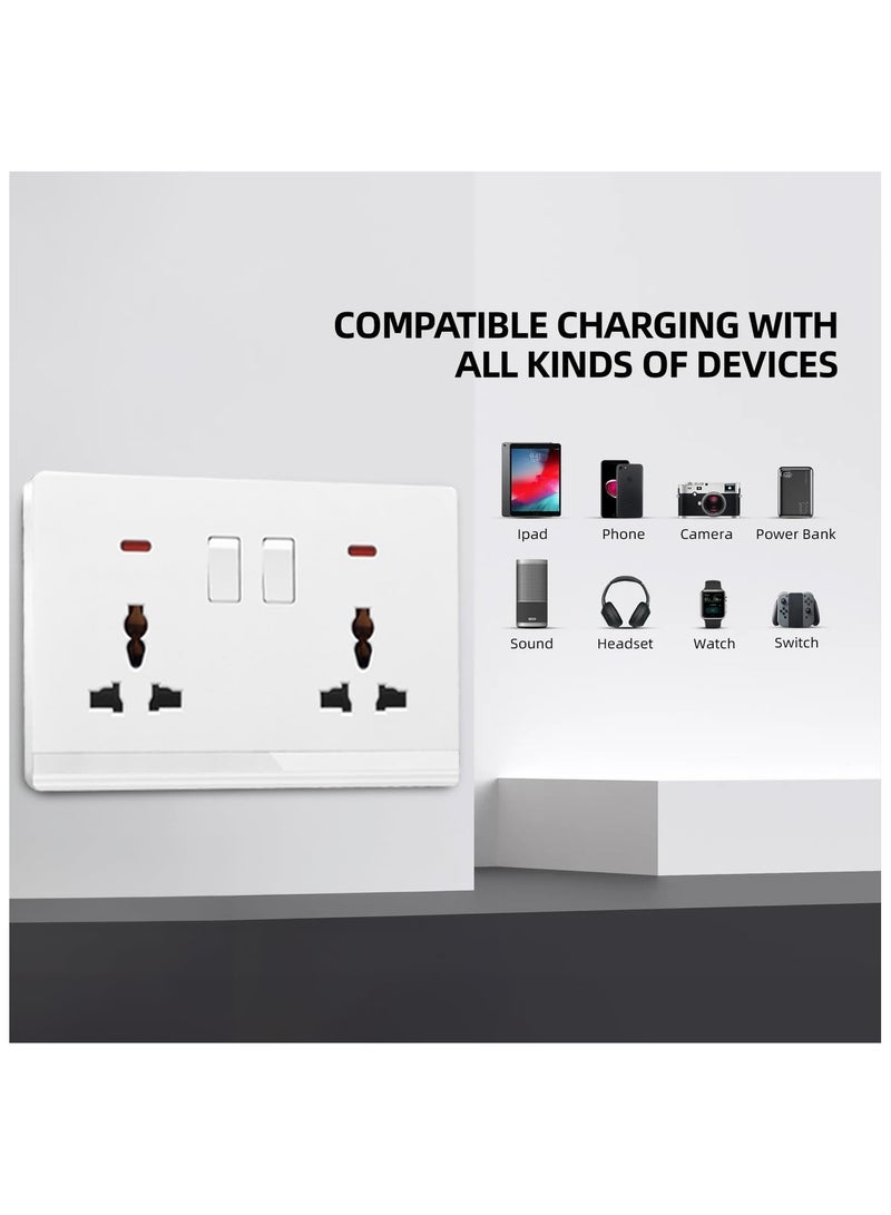 YD Universal Double Switch Socket – 13A Wall Power Outlet with Safety Shutters Dual Wall Mount Power Outlet With Individual Control Switches for Home, Office, and Commercial Use (30 Years Warranty)  - Image 3
