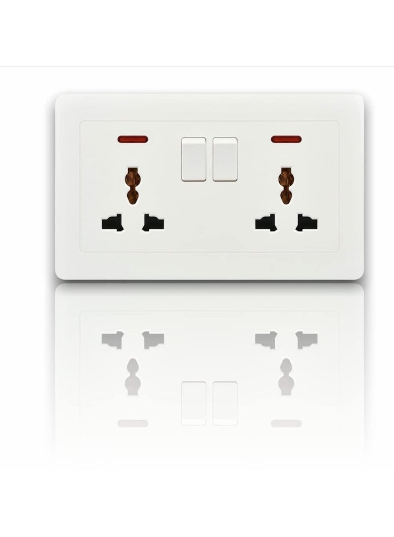 YD Universal Double Switch Socket – 13A Wall Power Outlet with Safety Shutters Dual Wall Mount Power Outlet With Individual Control Switches for Home, Office, and Commercial Use (30 Years Warranty)  - Image 1