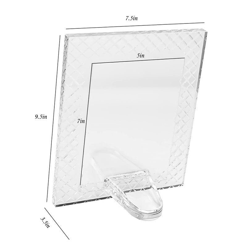 kitCom 5x7Inch Crystal Wedding Frame of Keepsake Photo Frames  Crystal Picture Frames with Embossed Design  Tabletop Display Decor Frame(Fit 5x7 Max Photos)  Clear with Gift Box - Image 2