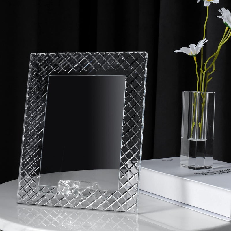 kitCom 5x7Inch Crystal Wedding Frame of Keepsake Photo Frames  Crystal Picture Frames with Embossed Design  Tabletop Display Decor Frame(Fit 5x7 Max Photos)  Clear with Gift Box - Image 3