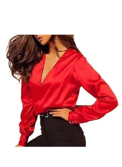 Women Satin Tank Tops Dressy Casual V Neck Summer Long Sleeve Silk Blouse Shirts