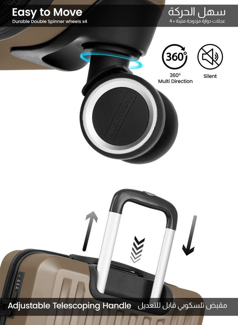 PARAJOHN حقيبة سفر بحجم كابينة 20 بوصة من نكسوس - حقيبة ترولي خفيفة الوزن 10 كجم من ABS مع 4 عجلات دوارة وقفل TSA، شامبانيا - Image 4