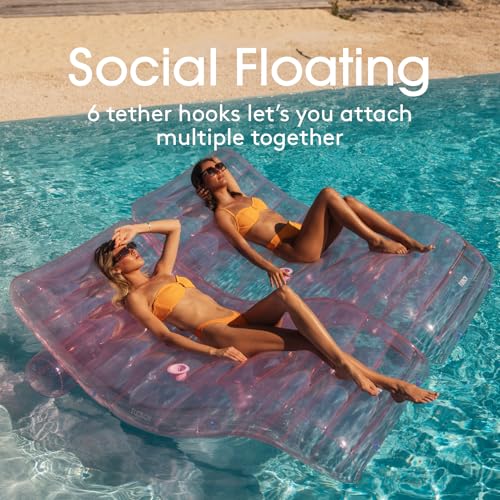 FUNBOY Giant Inflatable Luxury Clear Pale Pink Chaise Lounger, Chair Pool Float for Adults, Transparent Seaglass Green Material, Perfect for a Summer Pool Party - Image 2