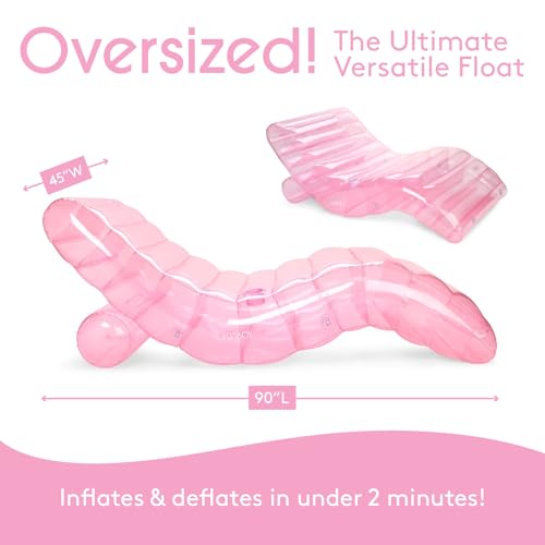 FUNBOY Giant Inflatable Luxury Clear Pale Pink Chaise Lounger, Chair Pool Float for Adults, Transparent Seaglass Green Material, Perfect for a Summer Pool Party - Image 3