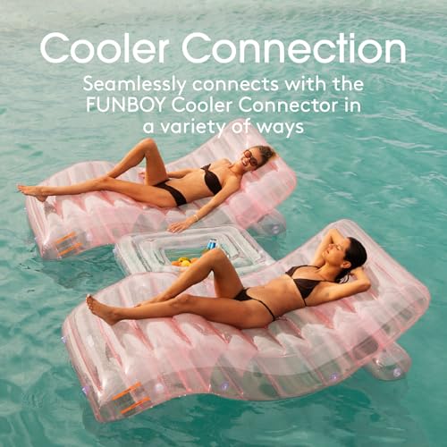 FUNBOY Giant Inflatable Luxury Clear Pale Pink Chaise Lounger, Chair Pool Float for Adults, Transparent Seaglass Green Material, Perfect for a Summer Pool Party - Image 5