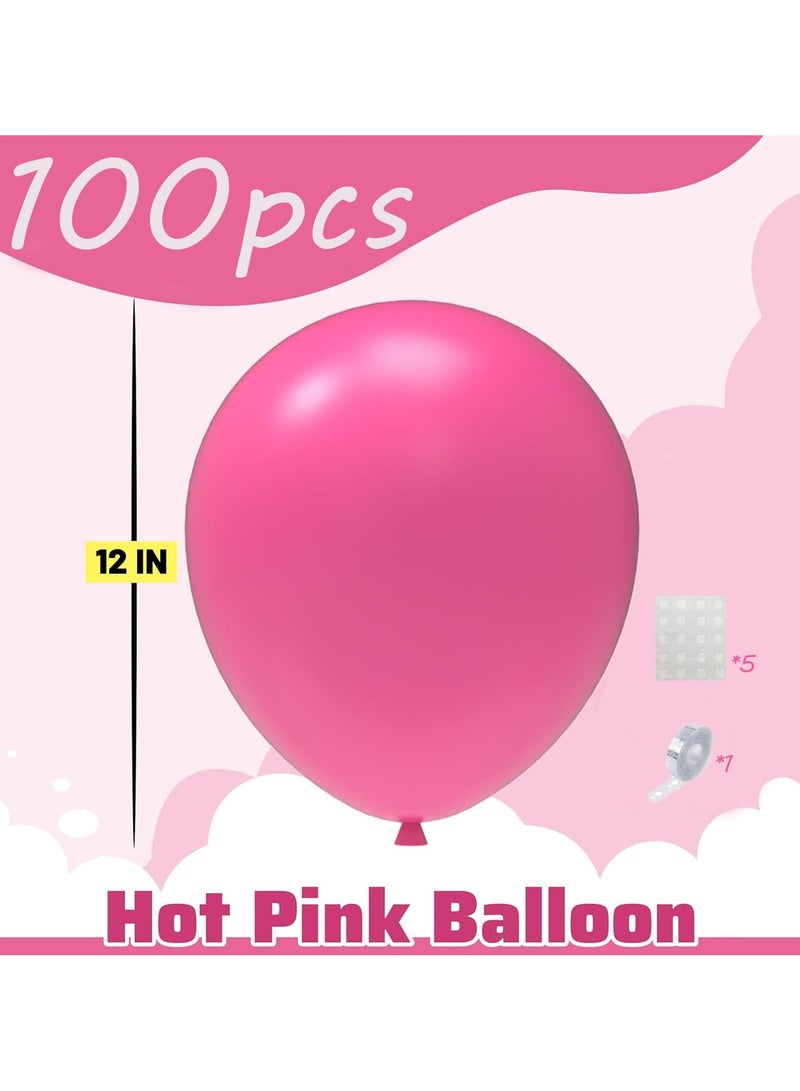 102Pcs Hot Pink Balloons Garland Kit,12Inch Hot Pink Party Balloons Arch Garland Kit with Pink Latex Balloons for Birthday Party Decoration,Baby Shower,Bridal Shower,Wedding - Image 3