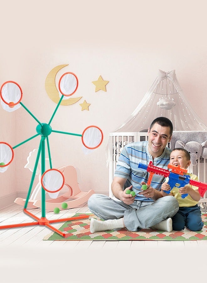 ERTYU Shooting Games Toys for Age 3+ Year Old Boys, Kids Toy Sports & Outdoor Game with Moving Shooting Target & 2 Popper Air Toy Guns & 24 Foam Balls, Gifts for Boys and Girls - Image 5