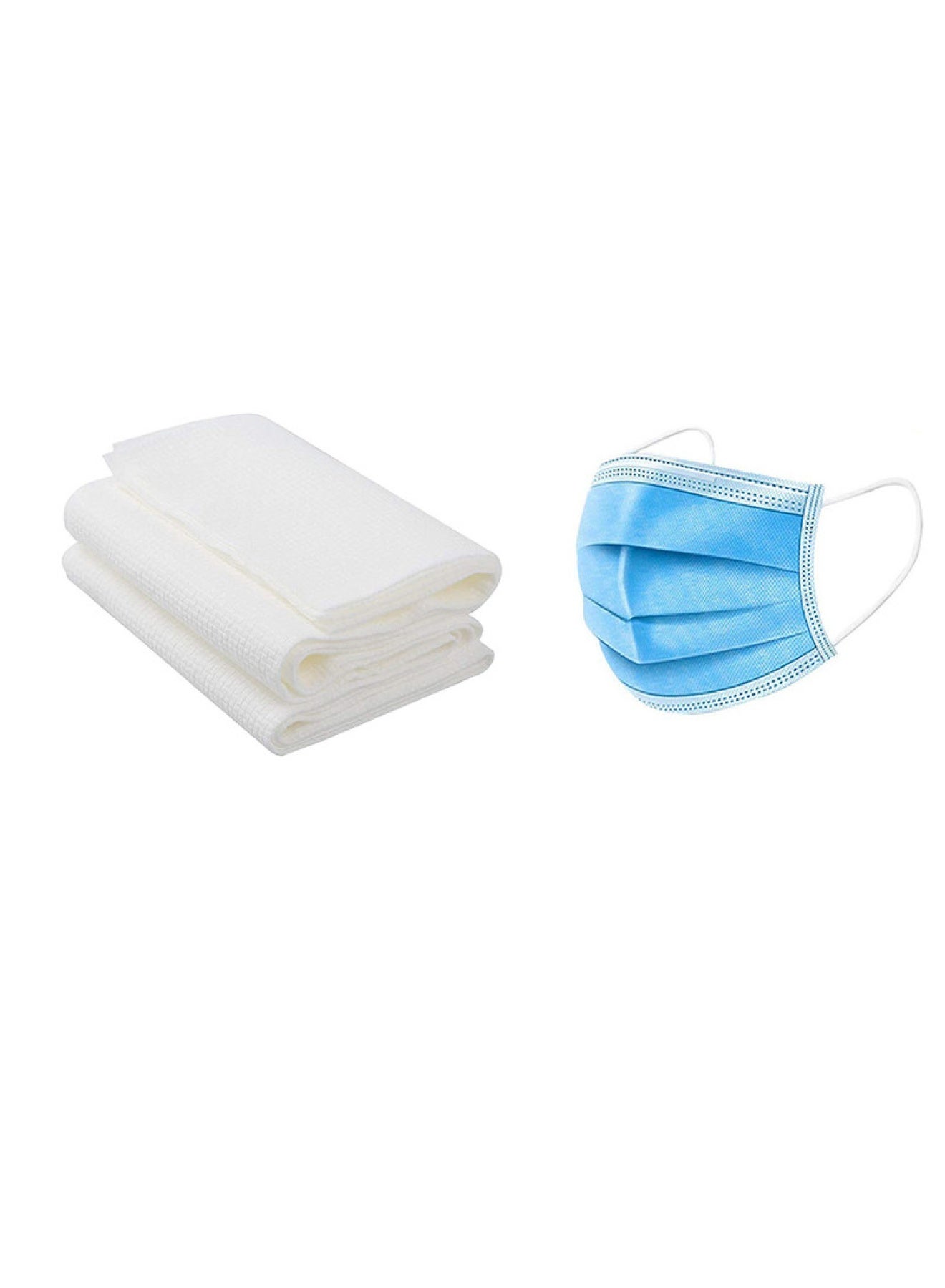 STAR BABiES Combo Pack Disposable Mask Pack Of 10 With Disposable Towel Pack Of 3 Blue