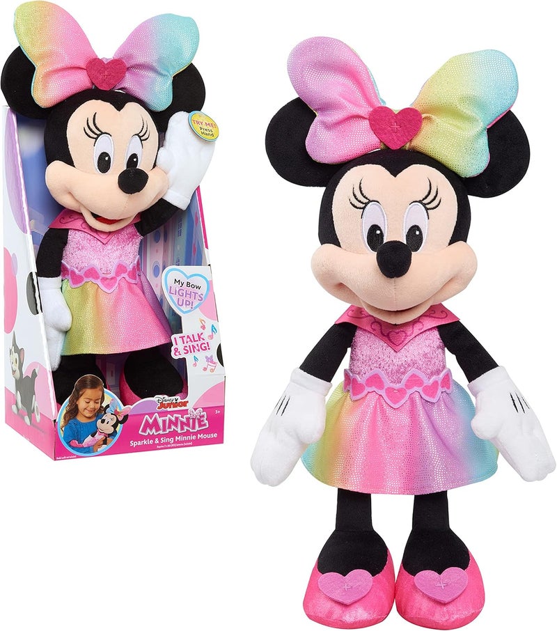 Minnie ديزني جونيور ماوس سباركل آند سينغ ماوس، دمية كبيرة 13 بوصة مزودة بأضواء وأصوات، ألعاب أطفال للأعمار من 3 سنوات فما فوق من جاست بلاي - Image 1
