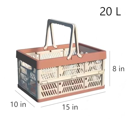 UShioart Collapsible Crate Milk Crates for Storage Plastic shopping basket 20L for Kitchen Bathroom - Image 3