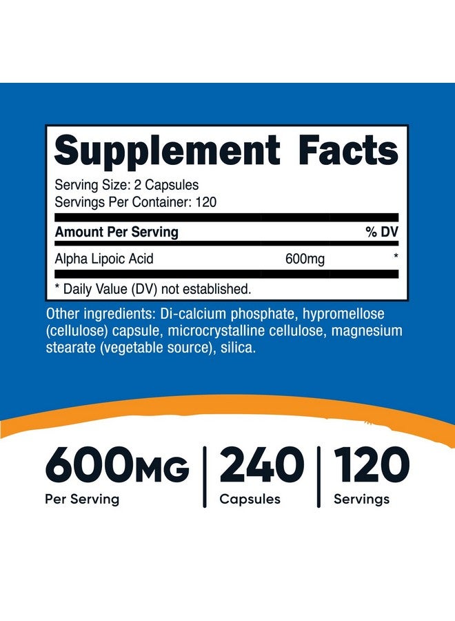 Nutricost Alpha Lipoic Acid 600mg Per Serving, 240 Capsules - Gluten Free, Vegetarian Capsules, Soy Free & Non-GMO - Image 2