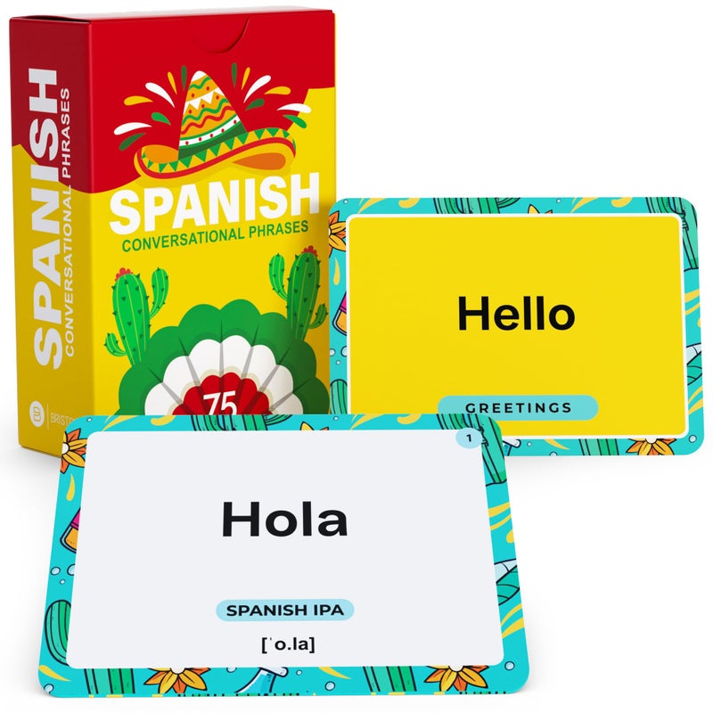 Briston Spanish Conversational Phrases Flash Cards 75 Everyday Sayings with IPA Audio Language Learning Tool for Beginners Students Travelers Briston Spanish Edition - Image 2