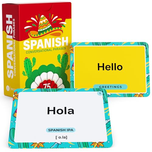 Briston Spanish Conversational Phrases Flash Cards 75 Everyday Sayings with IPA Audio Language Learning Tool for Beginners Students Travelers Briston Spanish Edition - Image 1