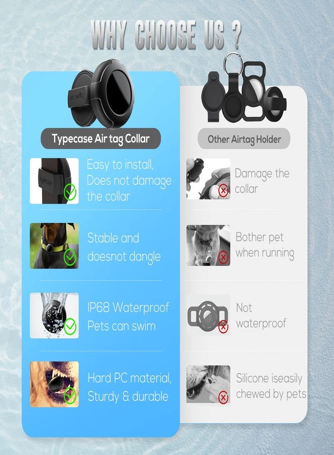 typecase حامل طوق مقاوم للماء لعلامة Airtag للكلاب - (عبوة من قطعتين) جراب طوق بلاستيكي متين للغاية للحيوانات الأليفة، مناسب لعلامات Airtag من Apple، جراب مضاد للضياع لعلامة Airtag لأطواق الكلاب والقطط، 3 أحجام من الأبازيم لتناسب معظم الأطواق - أسود/أسود - Image 5