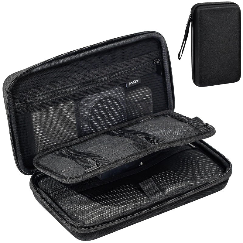 ProCase Large Hard Travel Electronic Organizer Case for MacBook Power Adapter Chargers Cables Tech Organizer Hard Drive USB Flash Disk SD Card Portable Electronics Accessories Bag Black - Image 2