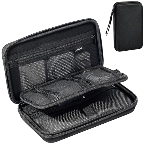 ProCase Large Hard Travel Electronic Organizer Case for MacBook Power Adapter Chargers Cables Tech Organizer Hard Drive USB Flash Disk SD Card Portable Electronics Accessories Bag Black - Image 1
